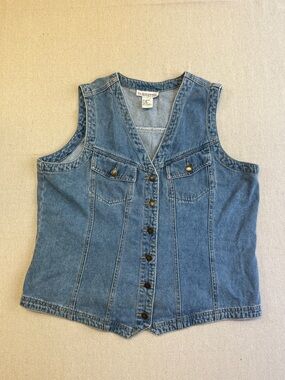 Silhouettes Denim Button Front Vest Top 100% Cotton Size 10